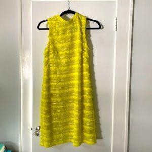 Jcrew yellow fringe dress - zip up